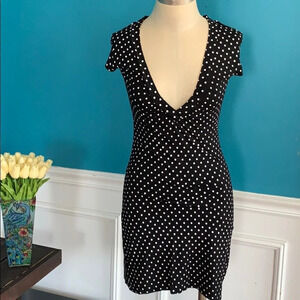Women’s Low cut black and white polka dot dress S